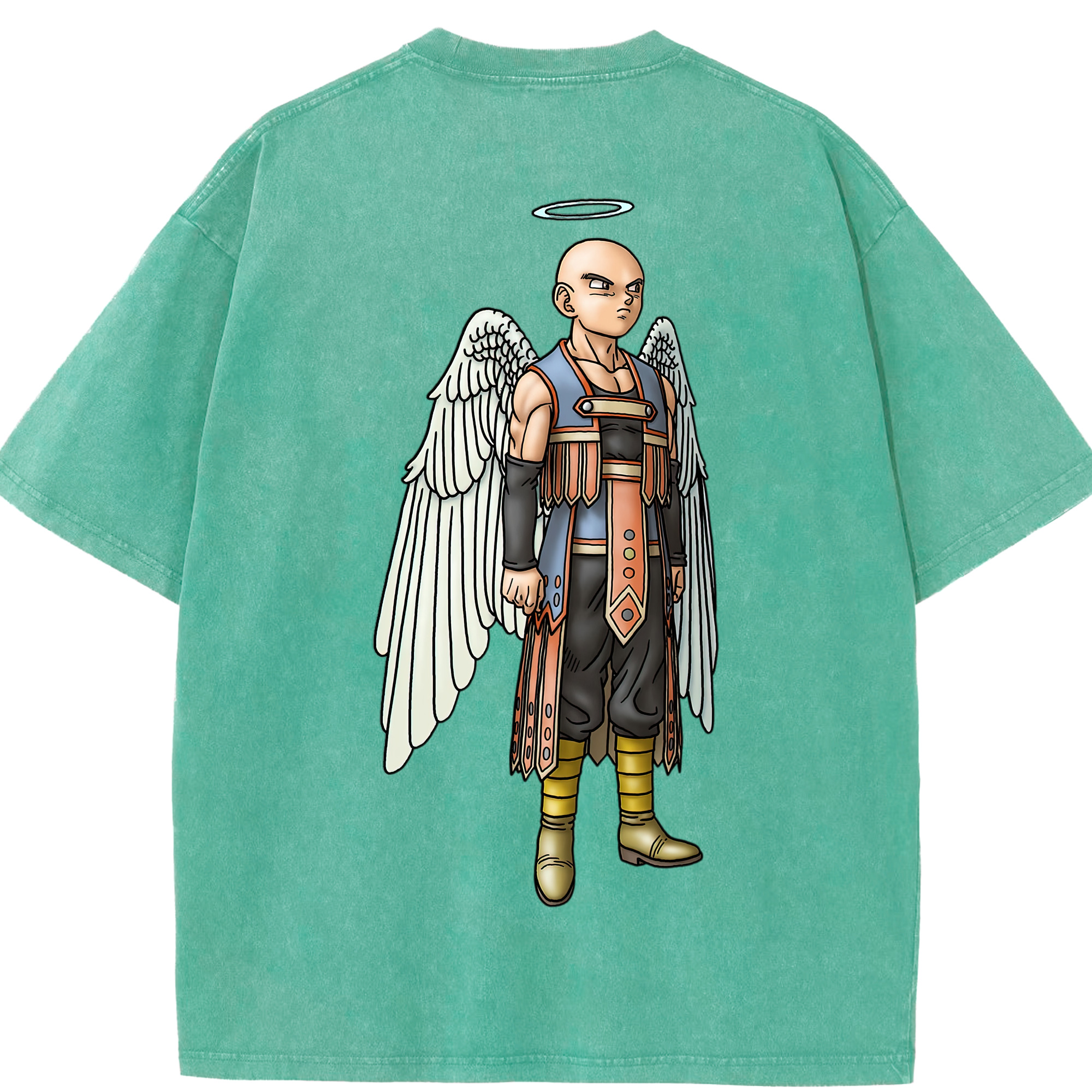 （画像用） ドラゴンクエスト Doragon Kuesuto Dragon Quest 綿100% ヴィンテージ風 半袖Tシャツ（背面プリント）